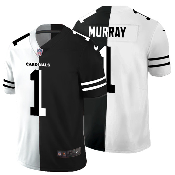 Men's Arizona Cardinals #1 Kyler Murray Black & White NFL Split Limited Stitched Jersey
